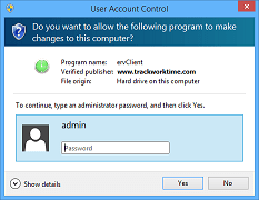 Enter the administrator password, UAC